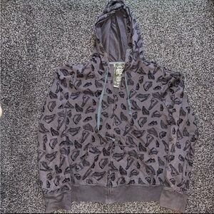 Sweet Child Zip Up Hoodie Sweatshirt Grey Sneaker Print Size XL